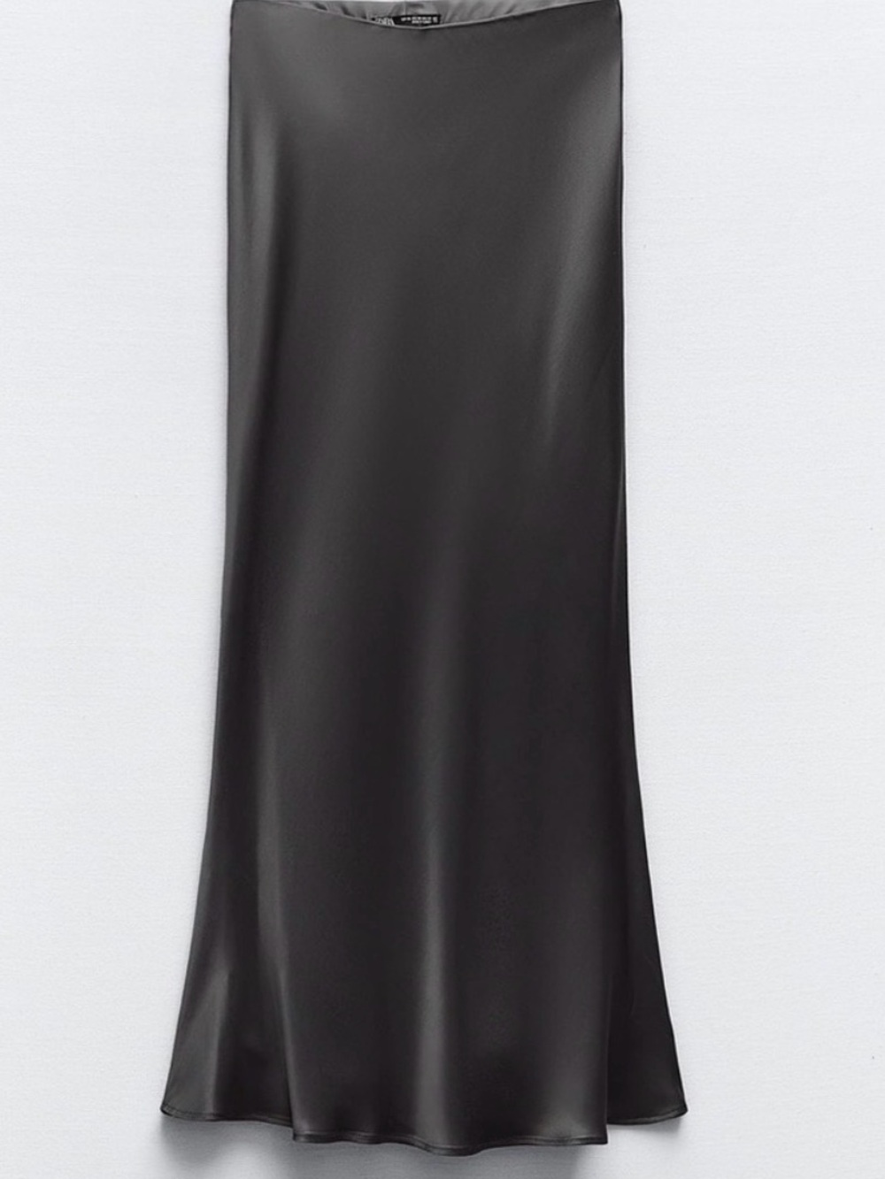 Zara Satin A-Line Midi Skirt - Dark Gray